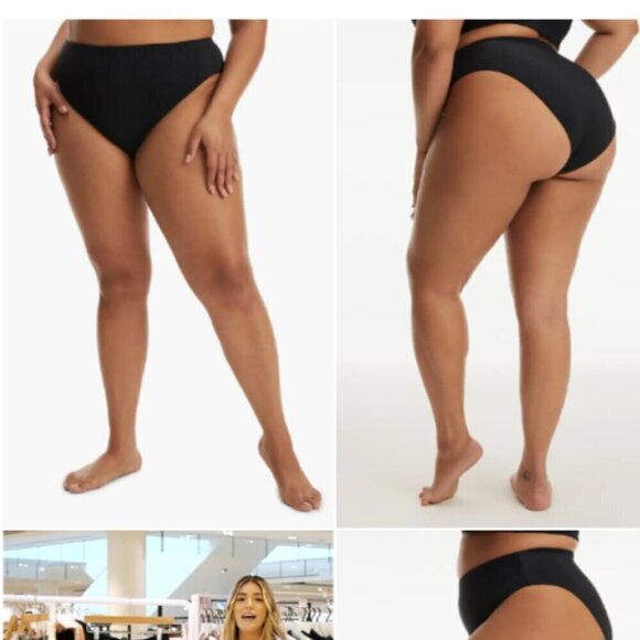 Good American Brown Girl Good Waist Ribbed High Waist Bikini Bottoms Size 7 4XL - Picture 2 of 4